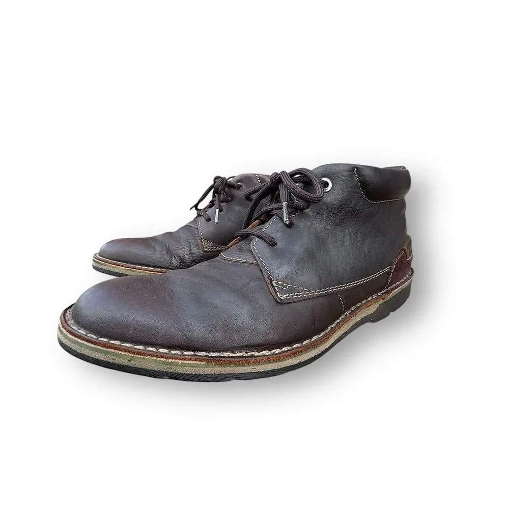 Clarks Men's Brown Leather Chukka Boots Size 10 Lace Up Comfort Business Casual